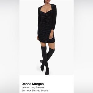 Donna Morgan Black Leaf Pattern Dress